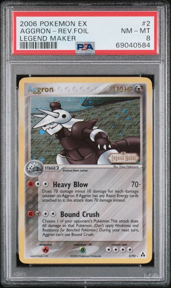 2006 #2 EX LEGEND MAKER REVERSE HOLO AGGRON PSA 8 POKEMON