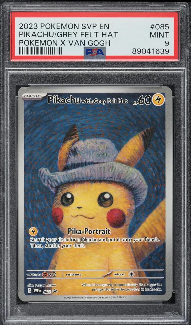 2023 #85 VAN GOGH PIKACHU WITH GREY FELT HAT PSA 9 POKEMON SV BLACK STAR PROMO