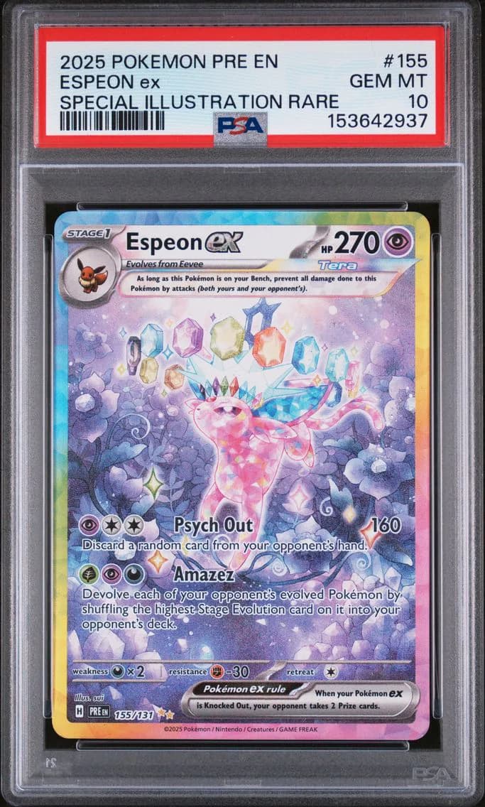 2025 #155 Espeon EX PSA 10 Special Illustration Rare Pokemon Pre EN-Prismatic Evolutions Pokemon