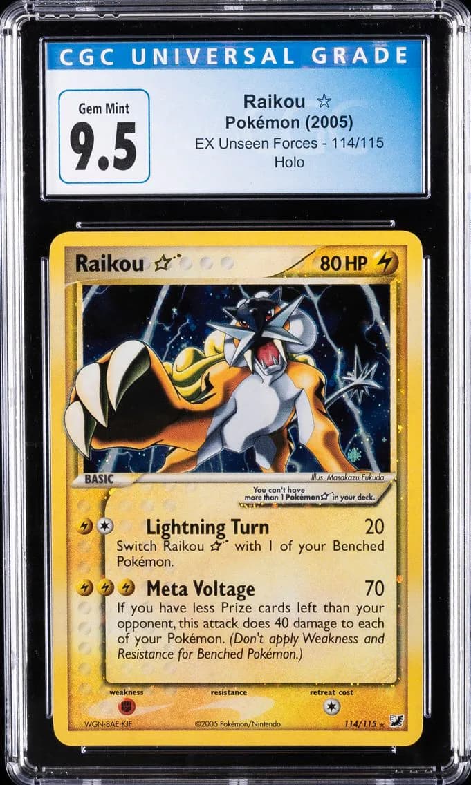 2005 #114 Raikou-Holo CGC 10 EX Unseen Forces Pokemon
