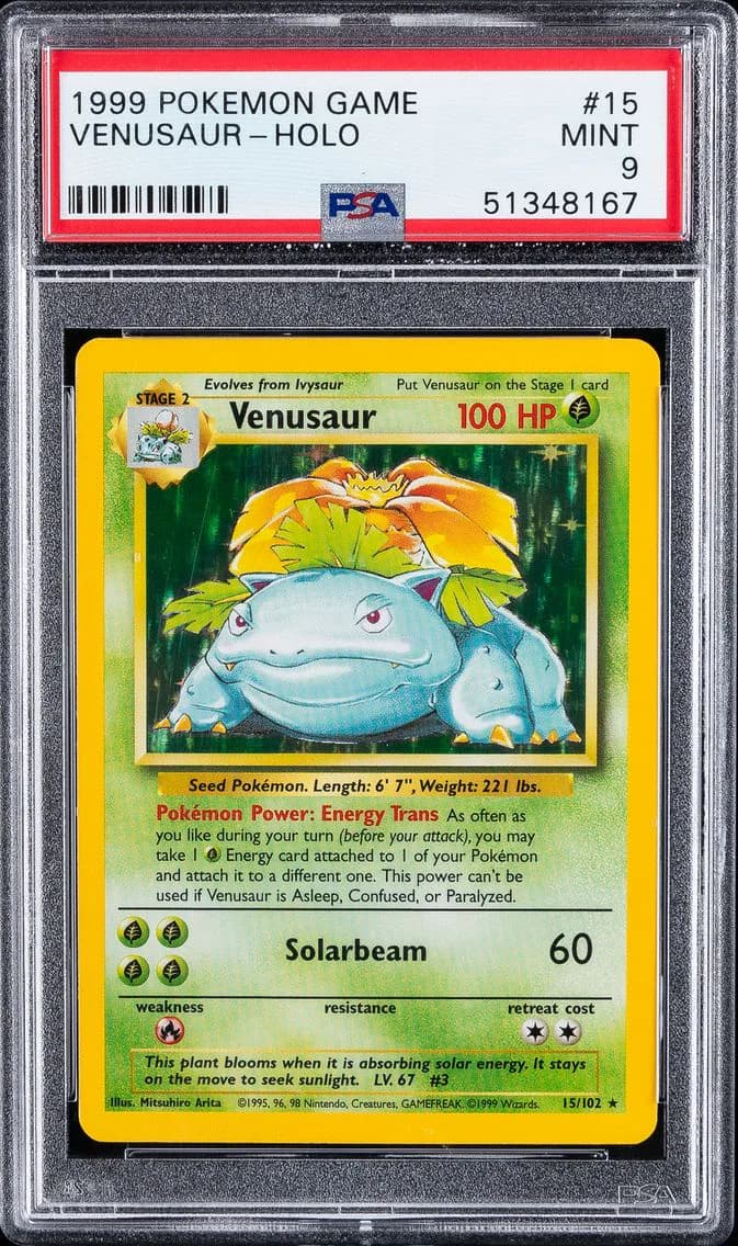1999 #15 Venusaur-Holo PSA 9 Game Pokemon