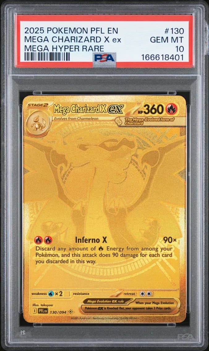 2025 #130 Mega Charizard X EX PSA 10 Pfl EN-Phantasmal Flames