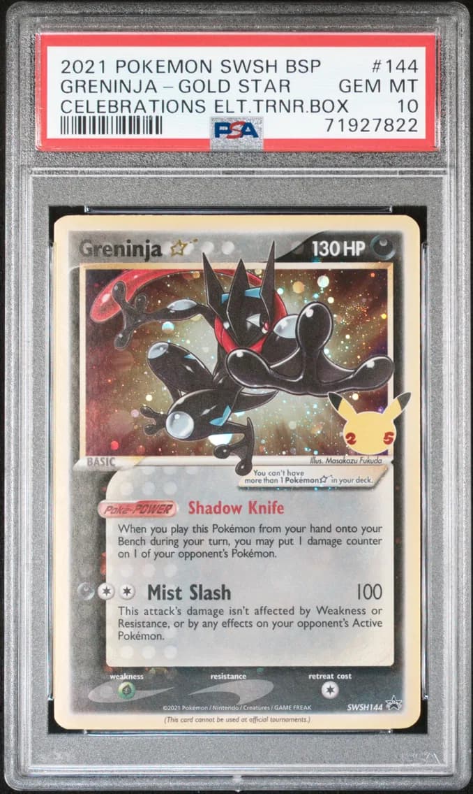2021 #144 Greninja-Gold Star PSA 10 Swsh Black Star Promo