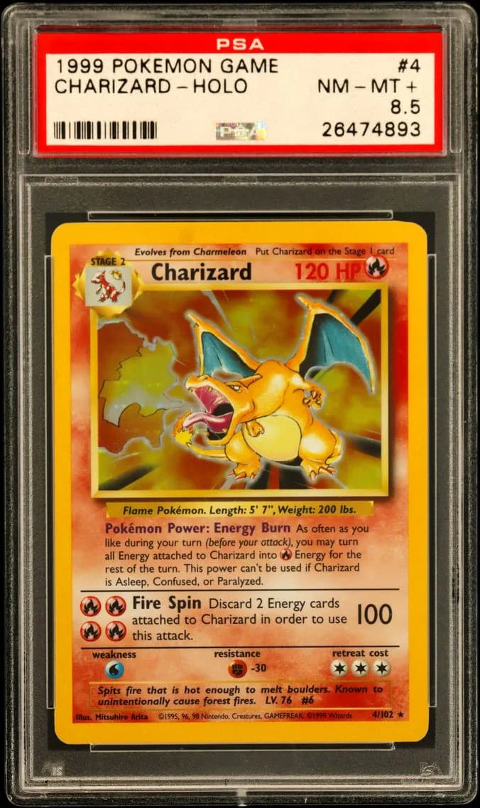 1999 #4 Charizard-Holo PSA 8.5 Game