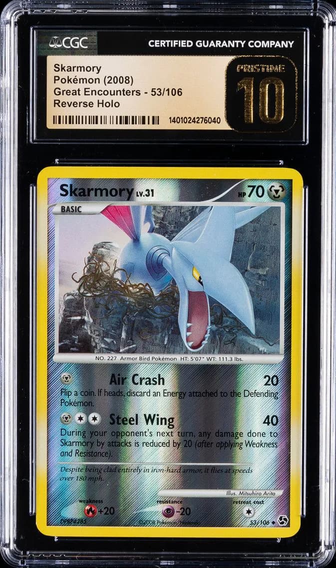 2008 #53 Skarmory CGC 10 Perfect Pokemon | Great Encounters - Reverse Holo