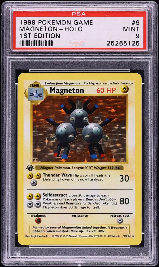 1999 #9 Magneton PSA 9 Shadowless 1st Edition Holo Pokemon Base Set