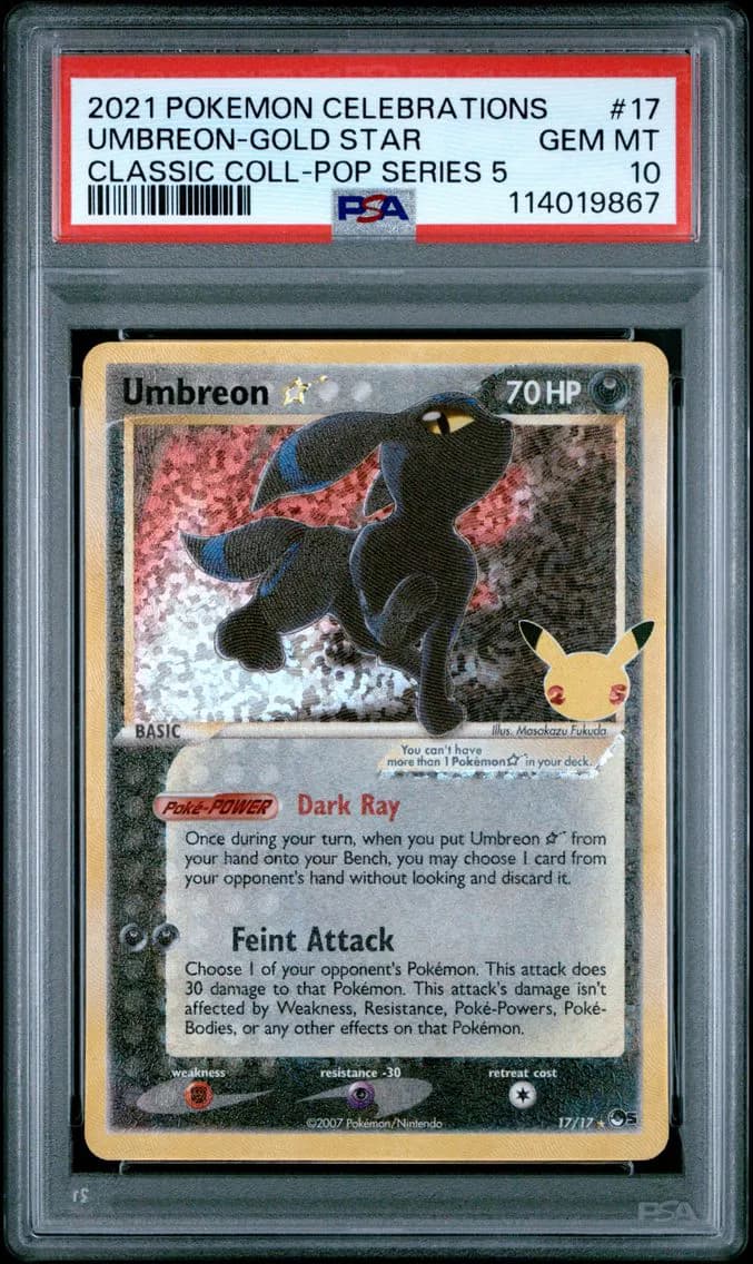 2021 #17 Umbreon-Gold Star PSA 10 Celebrations Classic Collection Pokemon
