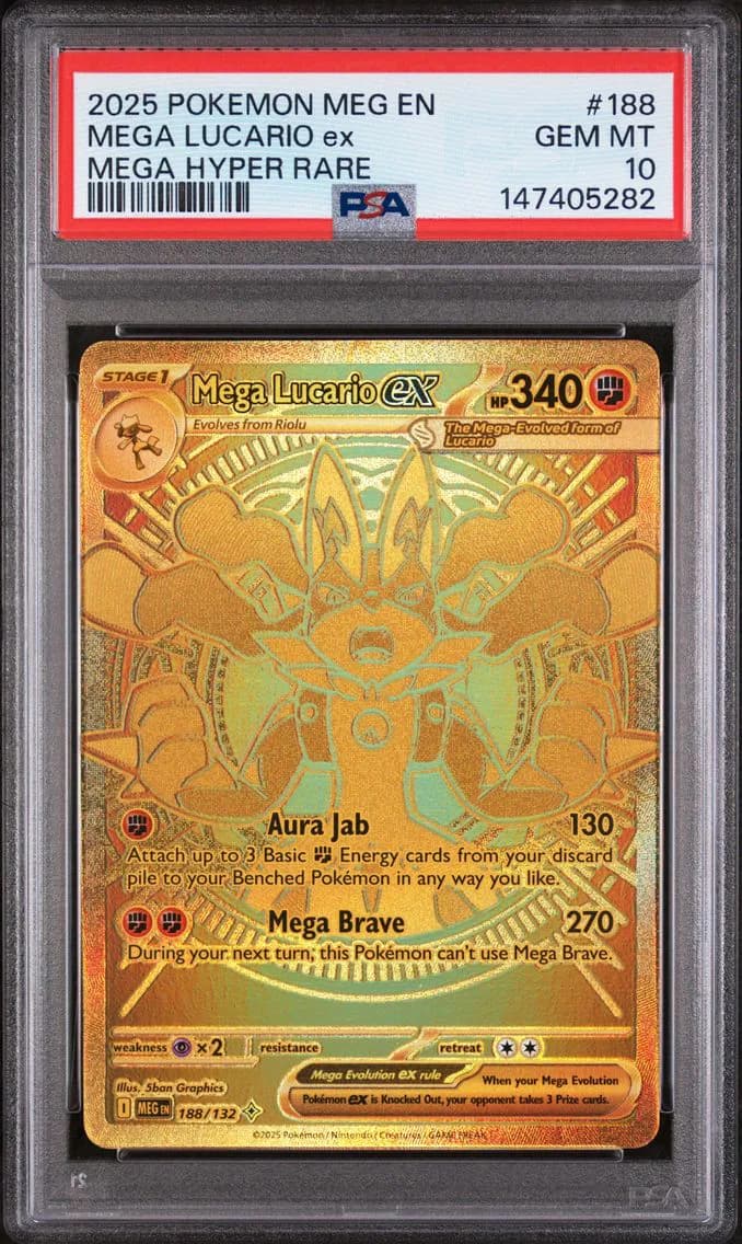 2025 #188 Mega Lucario EX PSA 10 Meg EN-Mega Evolution
