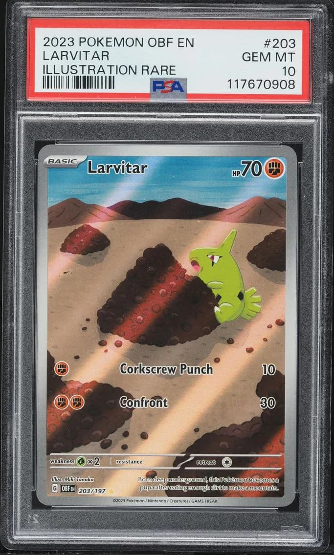 2023 #203 Larvitar PSA 10 Obf EN-Obsidian Flames Pokemon