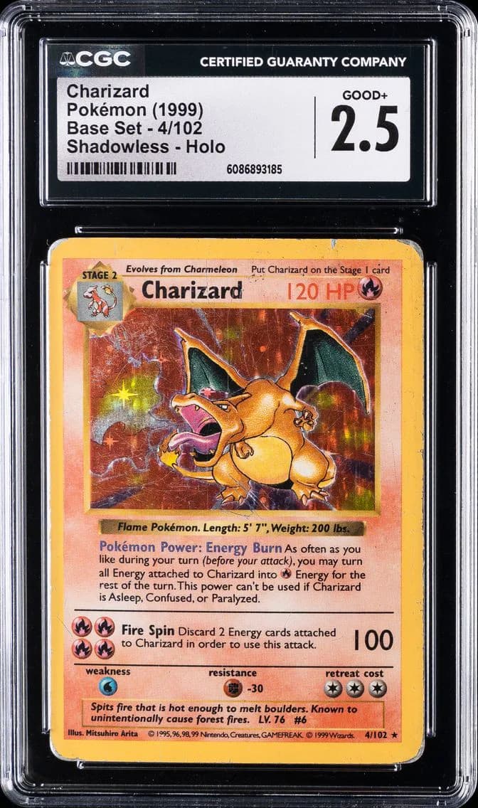 1999 #4 Charizard-Holo Shadowless CGC 2.5 Game Pokemon