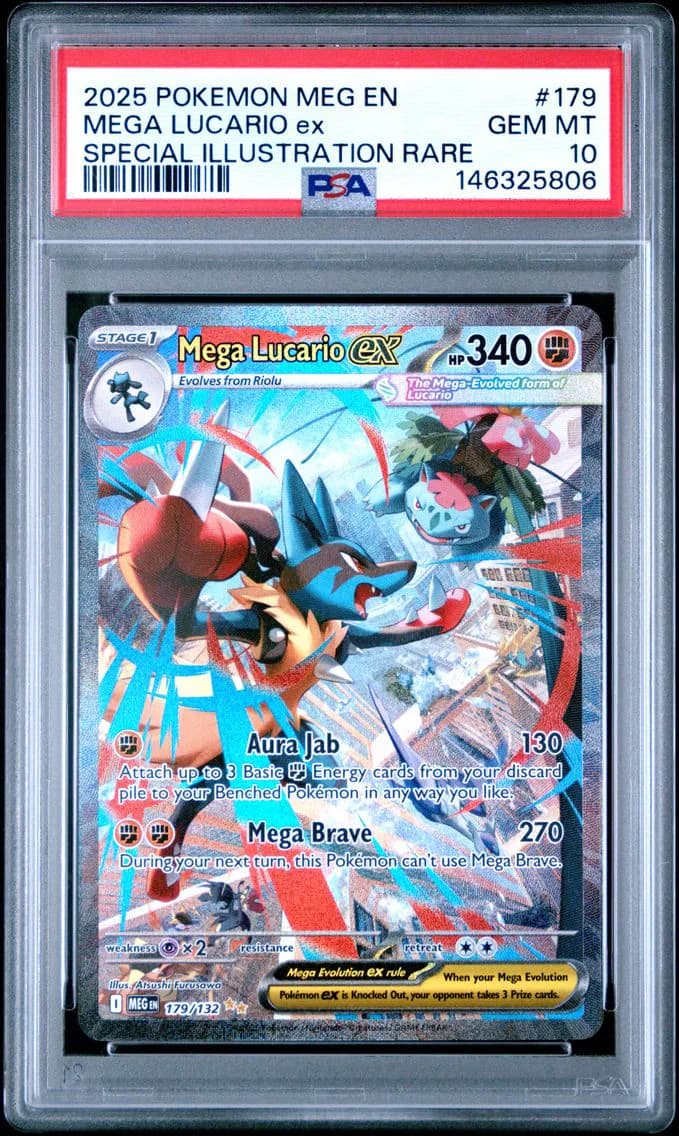 2025 #179 Mega Lucario EX PSA 10 Meg EN-Mega Evolution