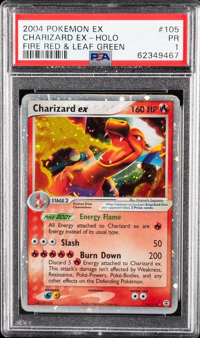 2004 #105 Charizard EX-Holo PSA 1 EX Fire Red & Leaf Green Pokemon