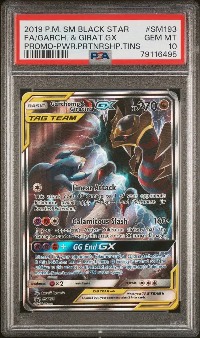 2019 #SM193 Full Art/Garchomp & Giratina GX PSA 10 SM Black Star Promo