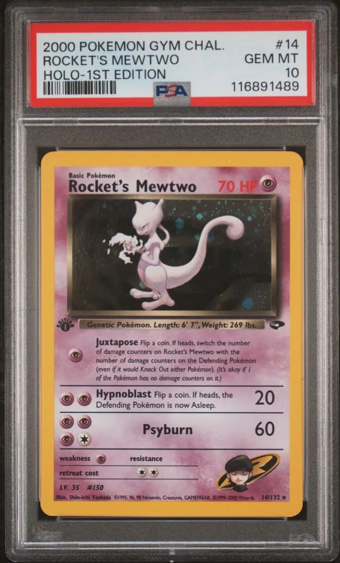 2000 #14 Rocket's Mewtwo Holo-1st Edition PSA 10 Gym Challenge Pokemon