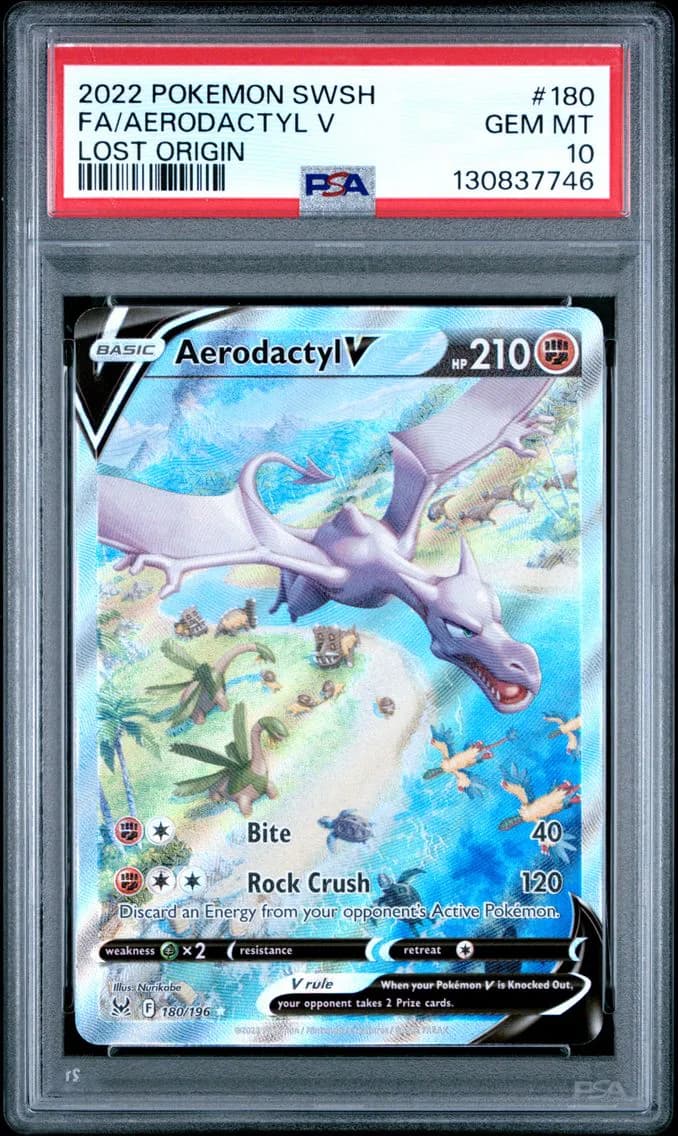2022 #180 Full Art/Aerodactyl V PSA 10 Sword & Shield Lost Origin