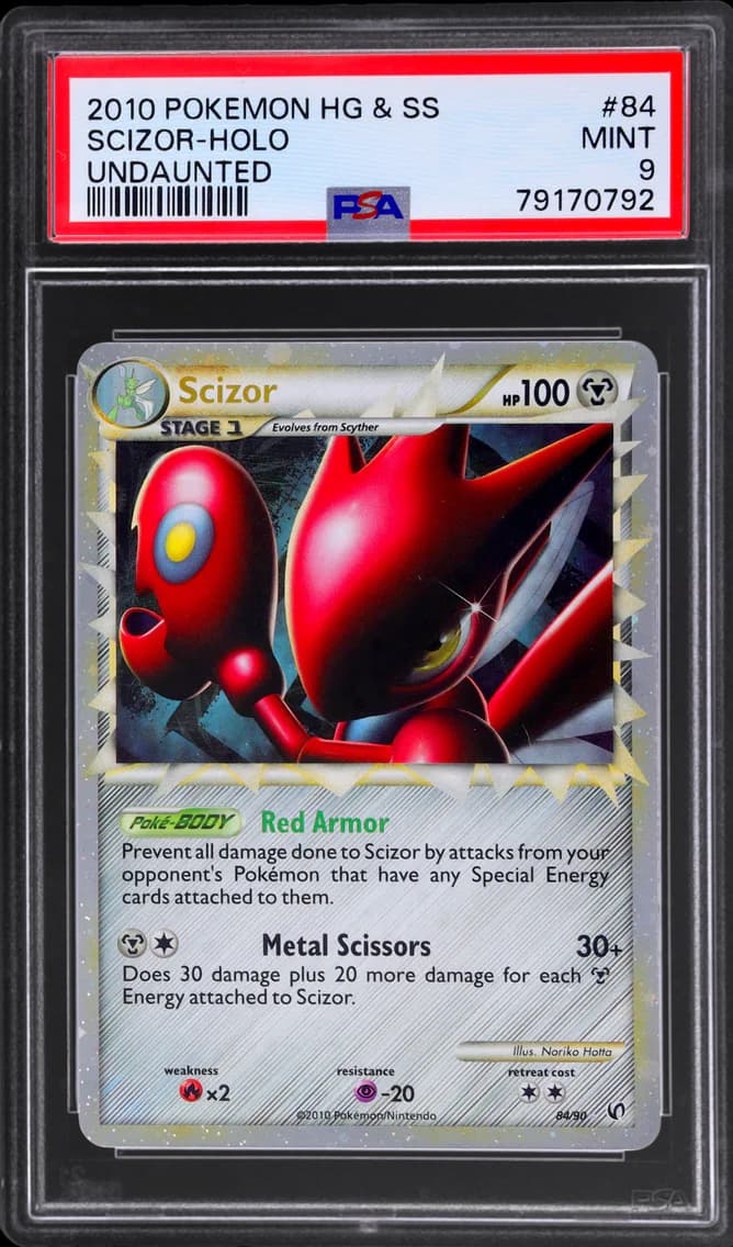 2010 #84 HEARTGOLD AND SOULSILVER UNDAUNTED HOLO SCIZOR PSA 9 POKEMON