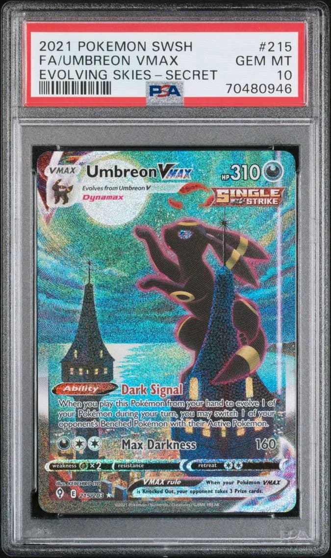 2021 #215 Full Art/Umbreon Vmax PSA 10 Sword & Shield Evolving Skies