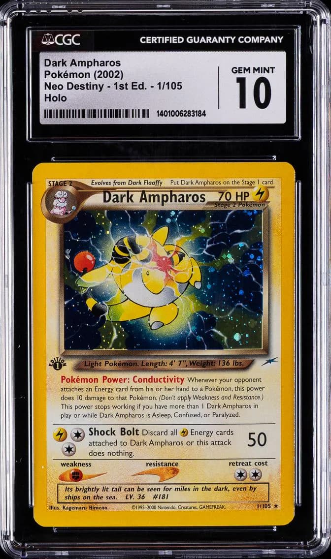 2002 #1 Dark Ampharos-Holo 1st Edition CGC 10 Neo Destiny Pokemon