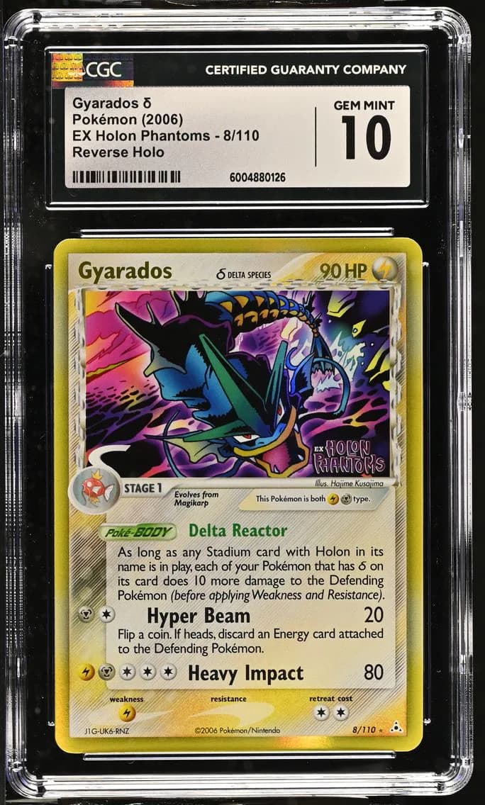 2006 #8 Gyarados Reverse Holo CGC 10 EX Holon Phantoms - English
