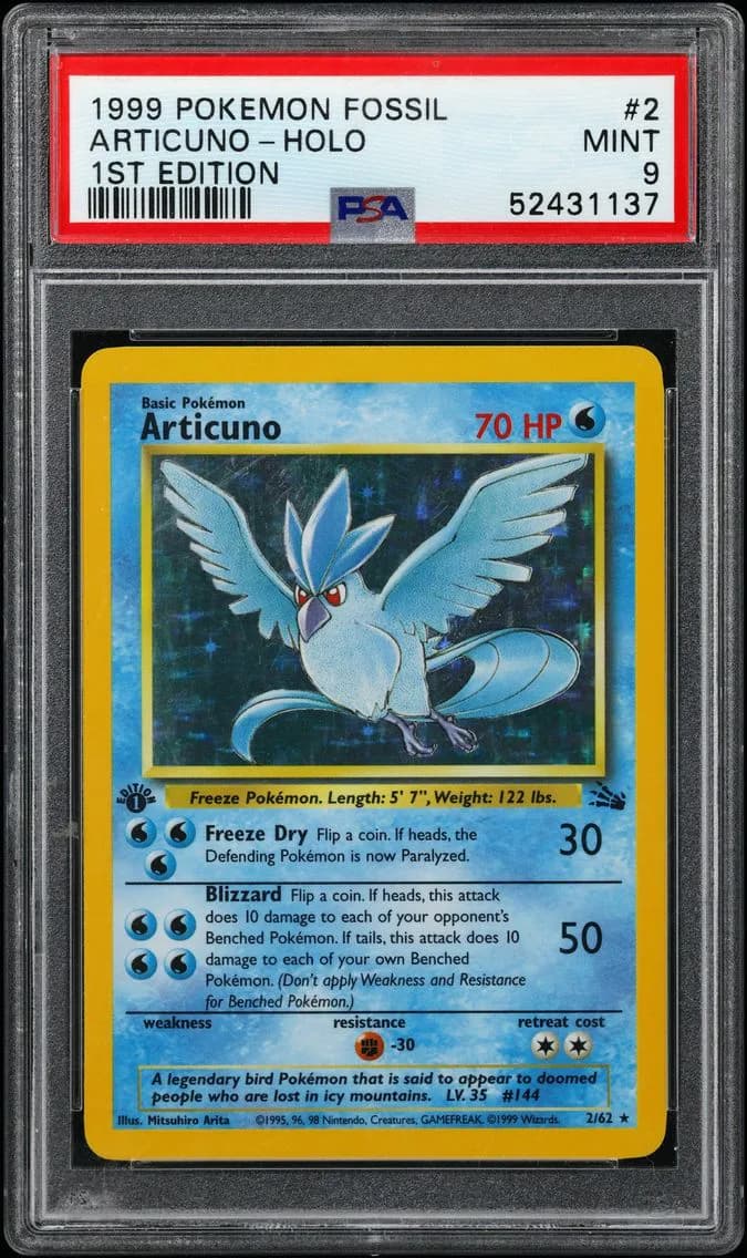 1999 #2 Articuno-Holo 1st Edition PSA 9 Fossil