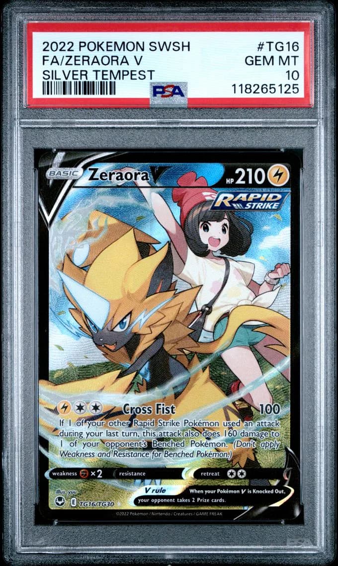 2022 #TG16 Full Art/Zeraora V PSA 10 Sword & Shield Silver Tempest