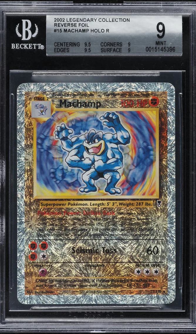 2002 #15 REVERSE HOLO MACHAMP BGS 9 POKEMON LEGENDARY COLLECTION