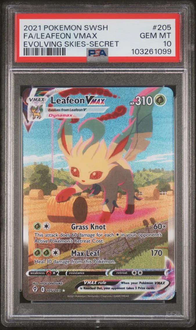 2021 #205 Full Art/Leafeon Vmax PSA 10 Sword & Shield Evolving Skies Pokemon