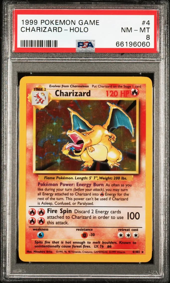 1999 #4 Charizard-Holo PSA 8 Game