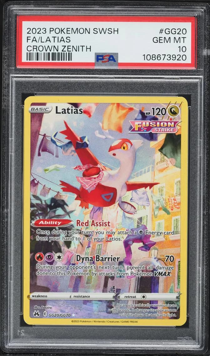 2023 #GG20 Full Art/Latias PSA 10 Sword and Shield Crown Zenith Pokemon
