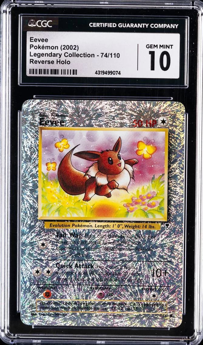 2002 #74 Eevee-Reverse Foil CGC 10 Legendary Collection Pokemon