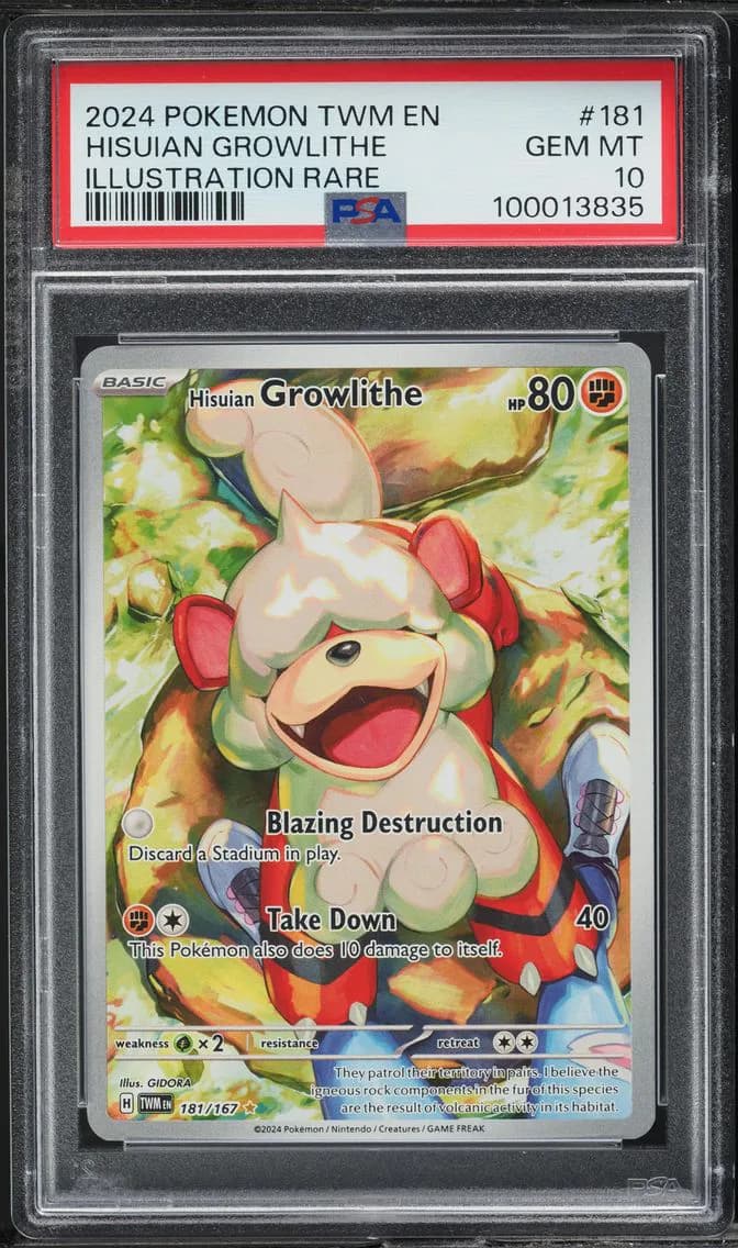 2024 #181 SV TWILIGHT MASQUERADE ART RARE HISUIAN GROWLITHE PSA 10 GEM POKEMON