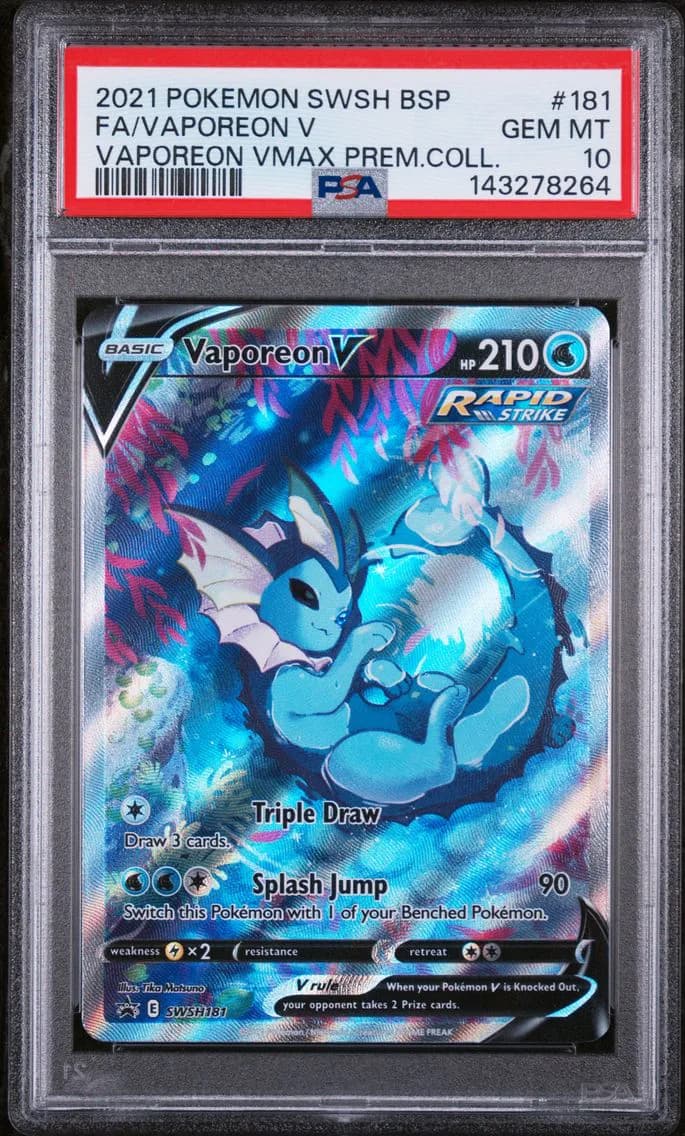 2021 #181 Full Art/Vaporeon V PSA 10 Swsh Black Star Promo