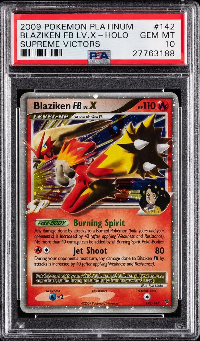 2009 #142 Blaziken FB LV.X-Holo PSA 10 Platinum Supreme Victors Pokemon