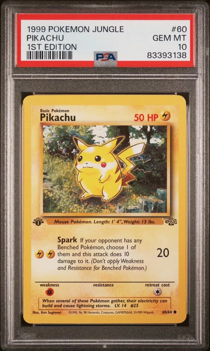 1999 #60 Pikachu PSA 10 1st Edition Pokemon Jungle Pokemon