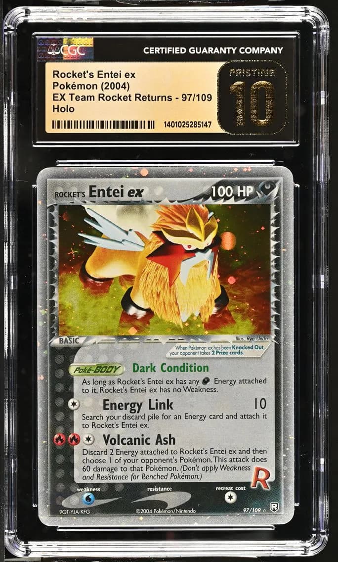 2004 #97 Rocket's Entei ex CGC 10 Pristine EX Team Rocket Returns - English