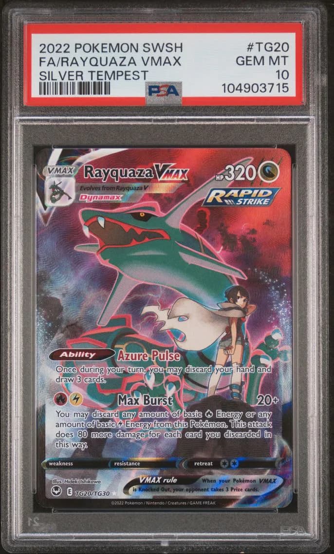 2022 #TG20 Full Art/Rayquaza Vmax PSA 10 Sword & Shield Silver Tempest Pokemon