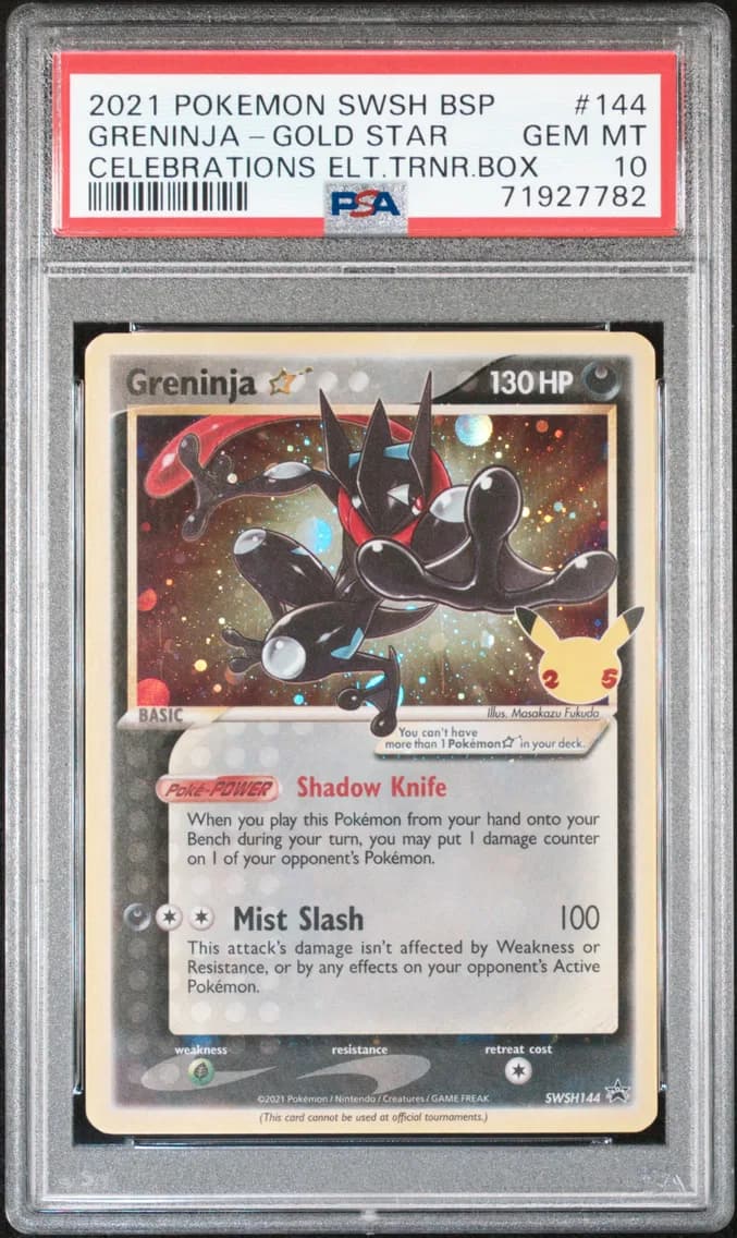 2021 #144 Greninja-Gold Star PSA 10 Swsh Black Star Promo