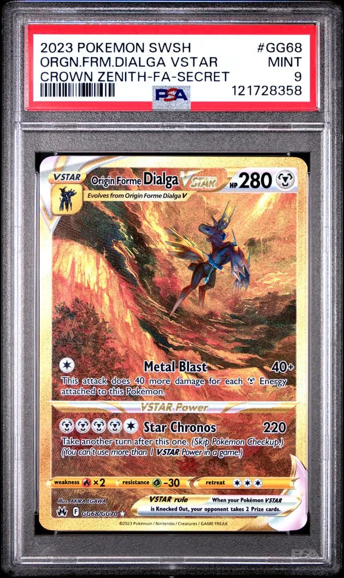 2023 #GG68 Full Art/Origin Forme Dialga Vstar PSA 9 Sword and Shield Crown Zenith Pokemon