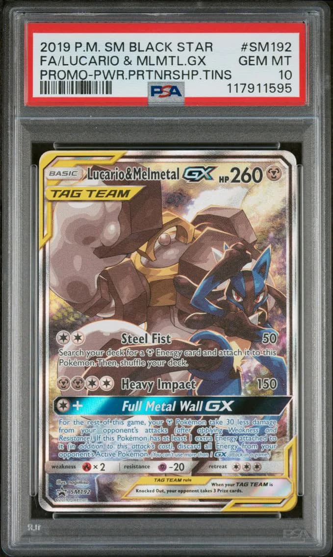 2019 #SM192 Full Art/Lucario & Melmetal GX PSA 10 SM Black Star Promo Pokemon