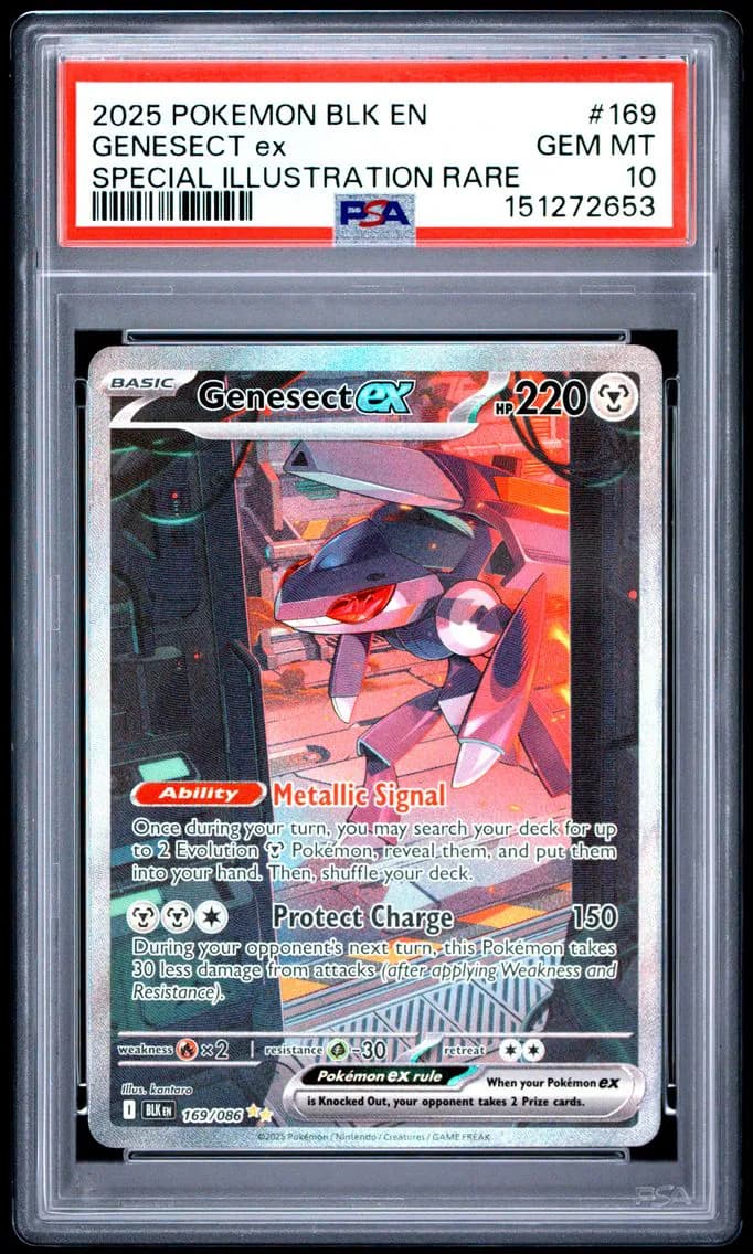 2025 #169 Genesect EX PSA 10 Blk EN-Black Bolt