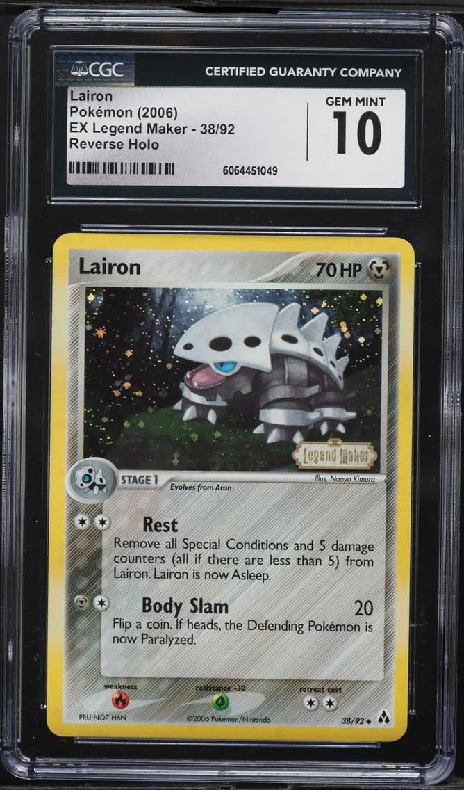 2006 #38 Lairon Reverse Holo CGC 10 EX Legend Maker - English Pokemon