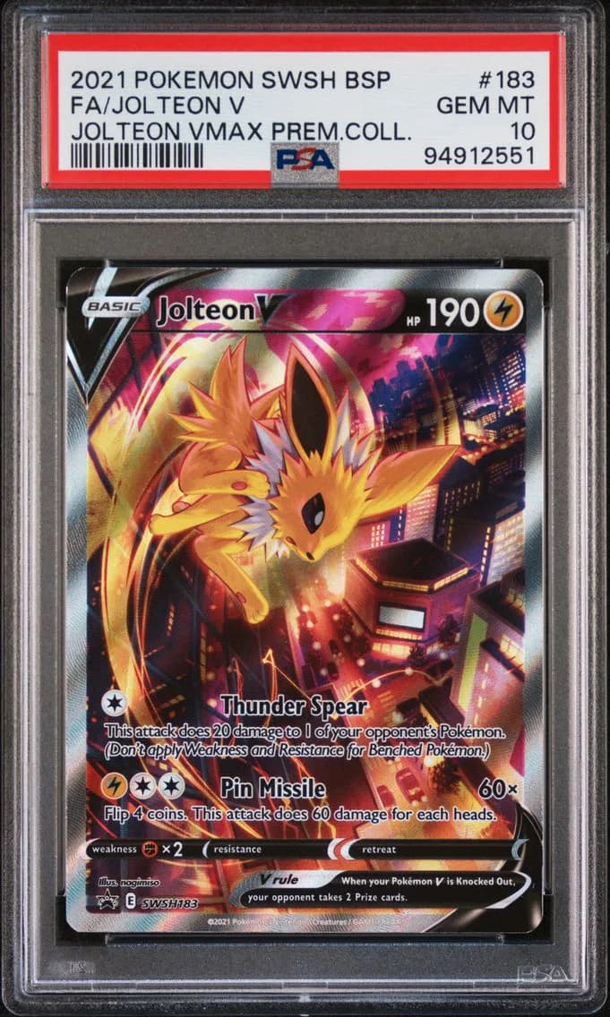 2021 #183 Full Art/Jolteon V PSA 10 Swsh Black Star Promo