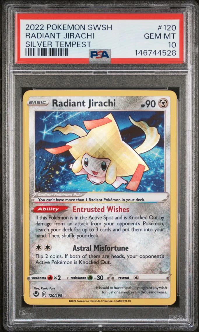 2022 #120 Radiant Jirachi PSA 10 Sword & Shield Silver Tempest