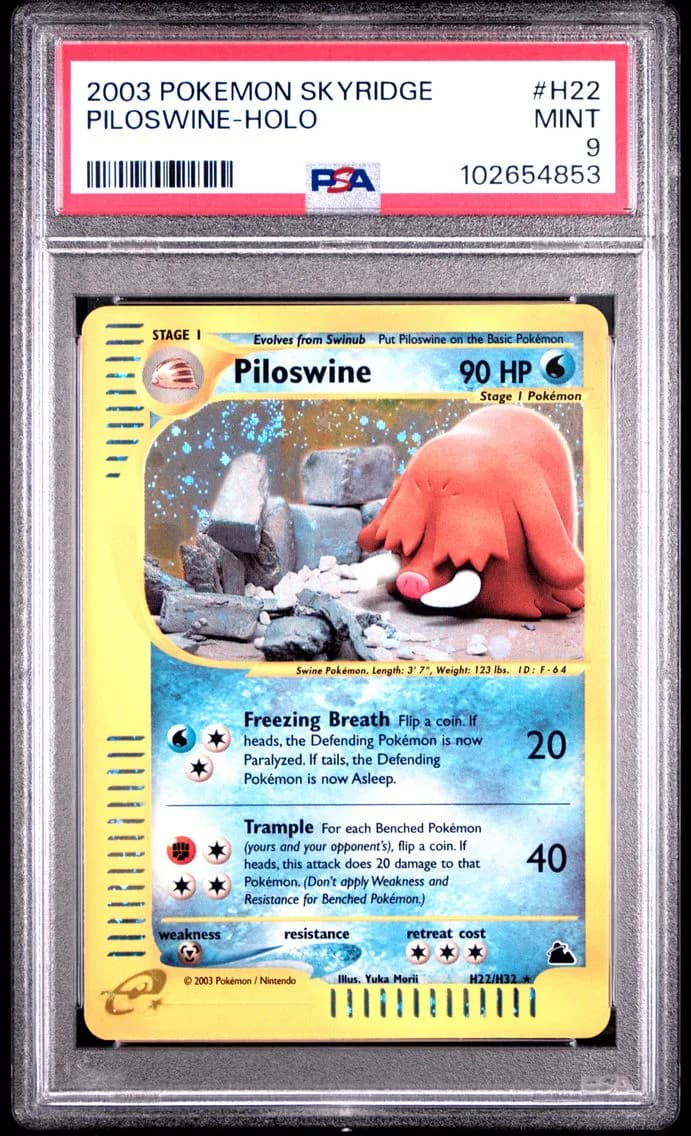 2003 #H22 Piloswine-Holo PSA 9 Skyridge Pokemon