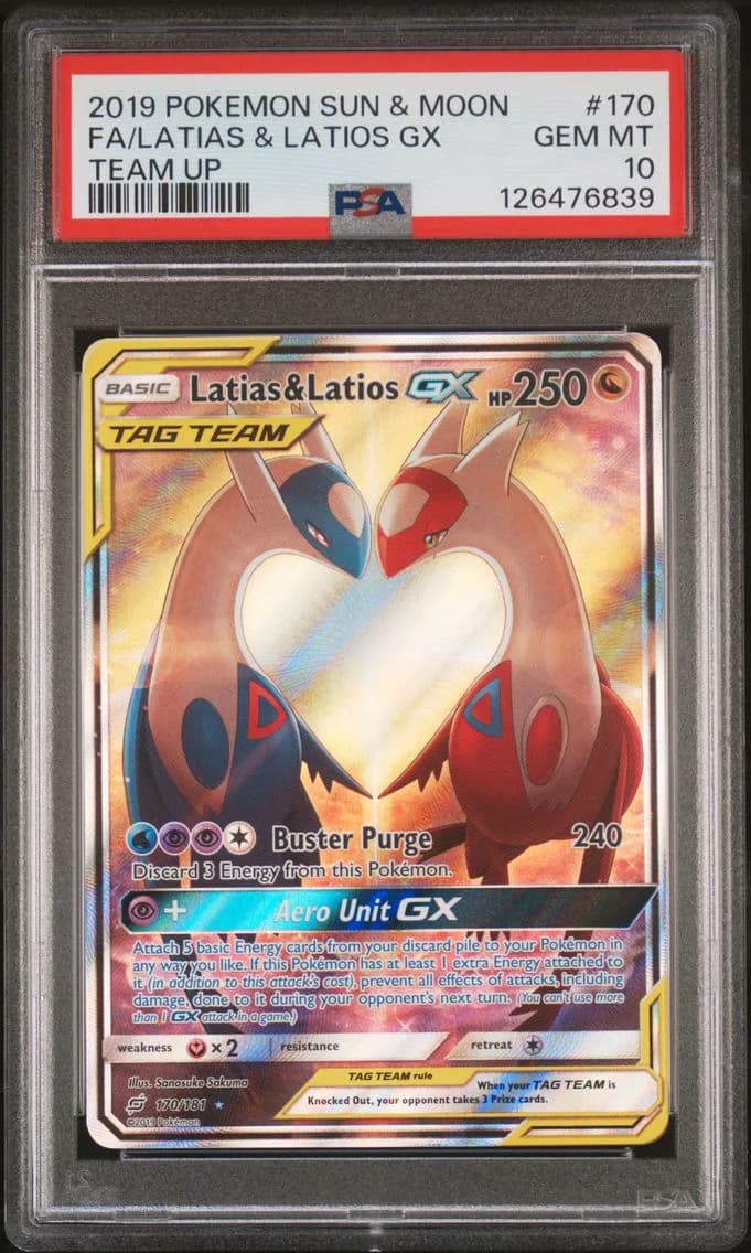 2019 #170 Full Art/Latias & Latios GX PSA 10 Sun & Moon Team Up