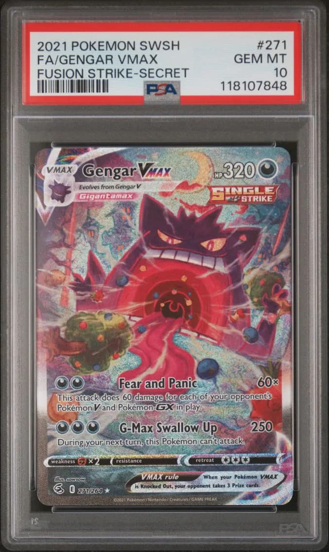 2021 #271 Full Art/Gengar Vmax PSA 10 Sword & Shield Fusion Strike Pokemon
