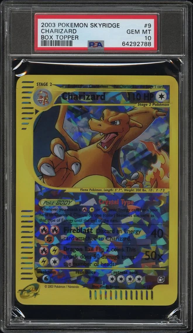 2003 #9 CHARIZARD PSA 10 POKEMON SKYRIDGE BOX TOPPER