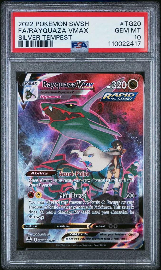 2022 #TG20 Full Art/Rayquaza Vmax PSA 10 Sword & Shield Silver Tempest