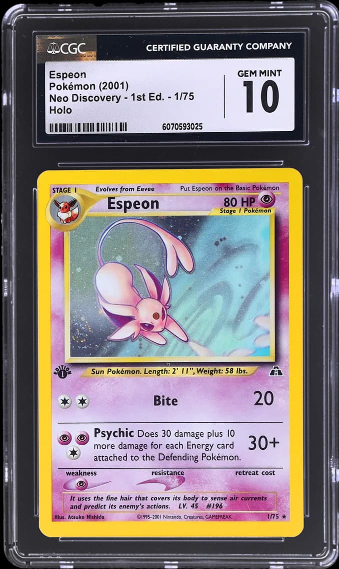 2001 #1 Espeon-Holo 1st Edition CGC  Neo Discovery Pokemon