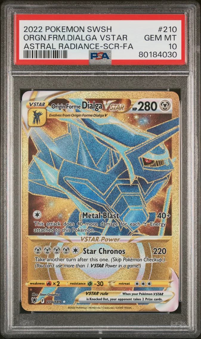 2022 #210 Full Art/Origin Forme Dialga Vstar PSA 10 Sword & Shield Astral Radiance